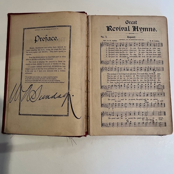 Antique Hard Cover Book of Great Revival Hymns Copyright 1911 - Picture 2 of 13